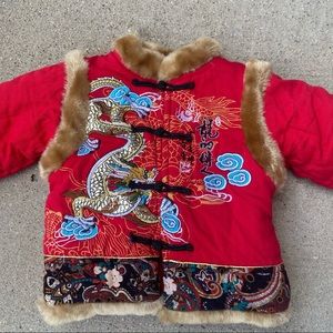 Red Dragon Embroidered Kids Jacket/Lunar New Year